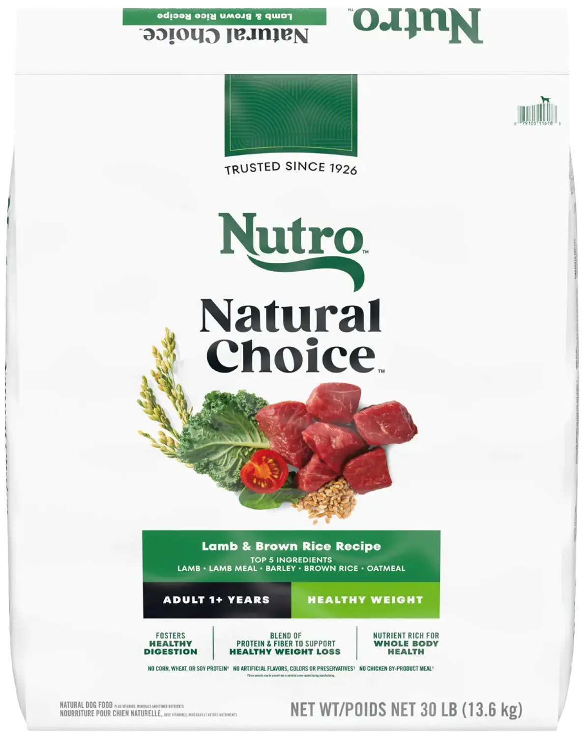 Front of Nutro Natural Choice Lamb & Brown Rice Healthy Weight Adult Dry Dog Food 30-lb