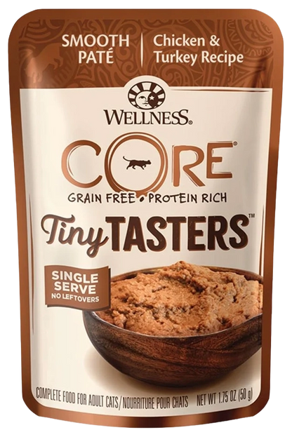 Front of Wellness CORE Tiny Tasters Grain-Free Pate Wet Cat Food Chicken & Turkey 1.75-oz