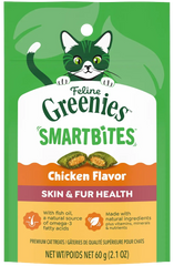 Greenies Feline Smartbites Healthy Skin & Fur Health Cat Treats Chicken 2.1-oz