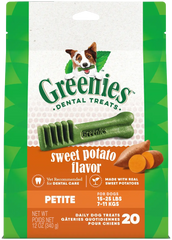 Greenies Sweet Potato Dog Dental Treats Petite 12-oz 20 Count
