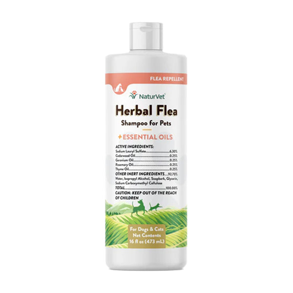 NaturVet Herbal Flea Shampoo w/Essential Oils for Dogs & Cats 16-oz, Kwik Pets