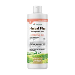 NaturVet Herbal Flea Shampoo w/Essential Oils for Dogs & Cats 16-oz