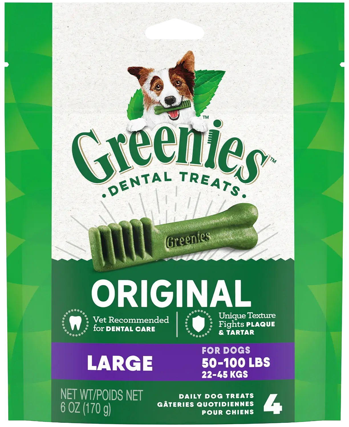 Front of Greenies Original Dog Dental Treats Large 6-oz 4 Count
