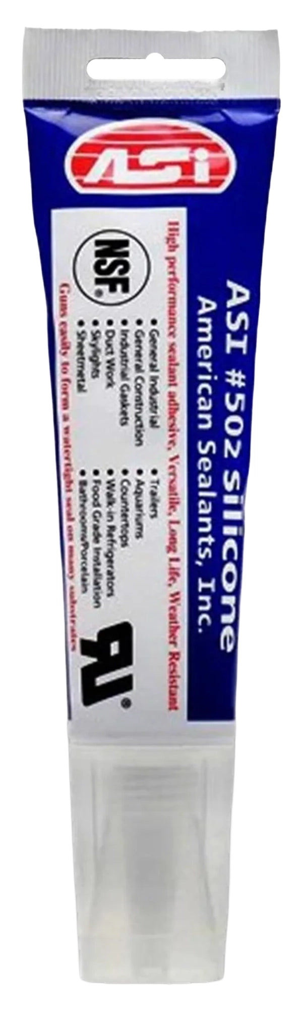 Front of ASI 502 Food Grade Clear Silicone Sealant Tube 2.8-oz