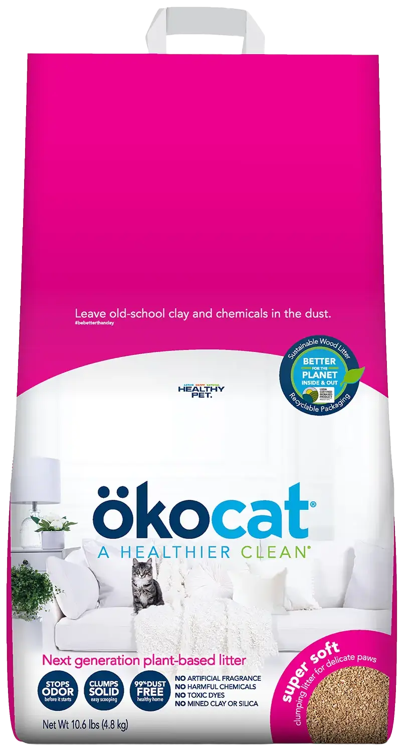 Front of Okocat Super Soft Clumping Wood Cat Litter 10.6-lb