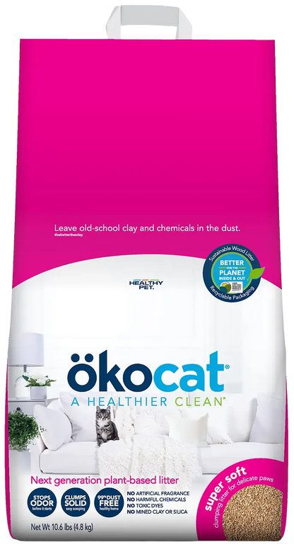 Front of Okocat Super Soft Clumping Wood Cat Litter 10.6-lb