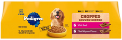 Pedigree Chopped Ground Dinner Adult Wet Dog Food Variety Pack Filet Mignon & Beef 12 Count 13.2-oz