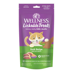 Wellness Puree Natural Grain-Free Lickable Cat Treats Duck 6 Count 2.53-oz