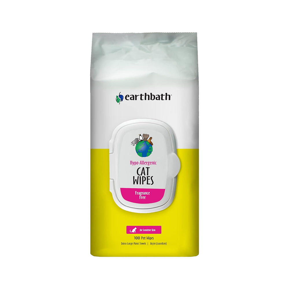 Earthbath Hypo-Allergenic Cat Grooming Wipes Fragrance Free 100 Count