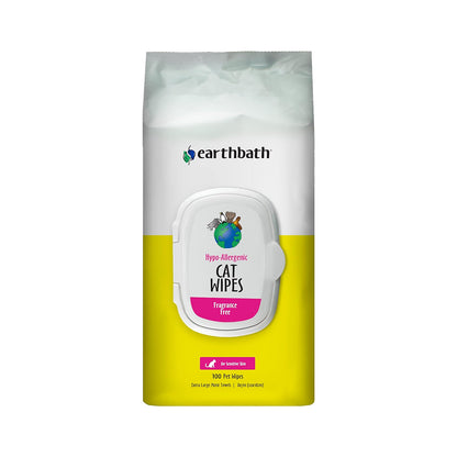 Earthbath Hypo-Allergenic Cat Grooming Wipes Fragrance Free 100 Count