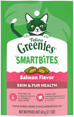 Greenies Feline Smartbites Healthy Skin & Fur Health Cat Treats Salmon 2.1-oz