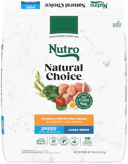 Front of Nutro Natural Choice Chicken & Brown Rice Large Breed Puppy Dry Dog Food 30-lb