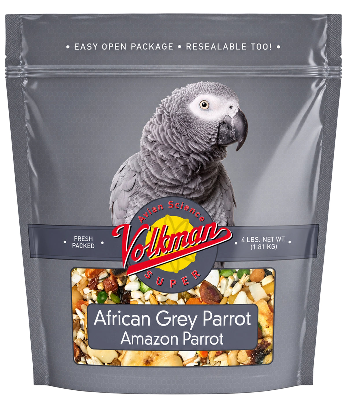 Front of Volkman Seed Company Avian Science Super African Grey Parrot Bird Treat 4-lb