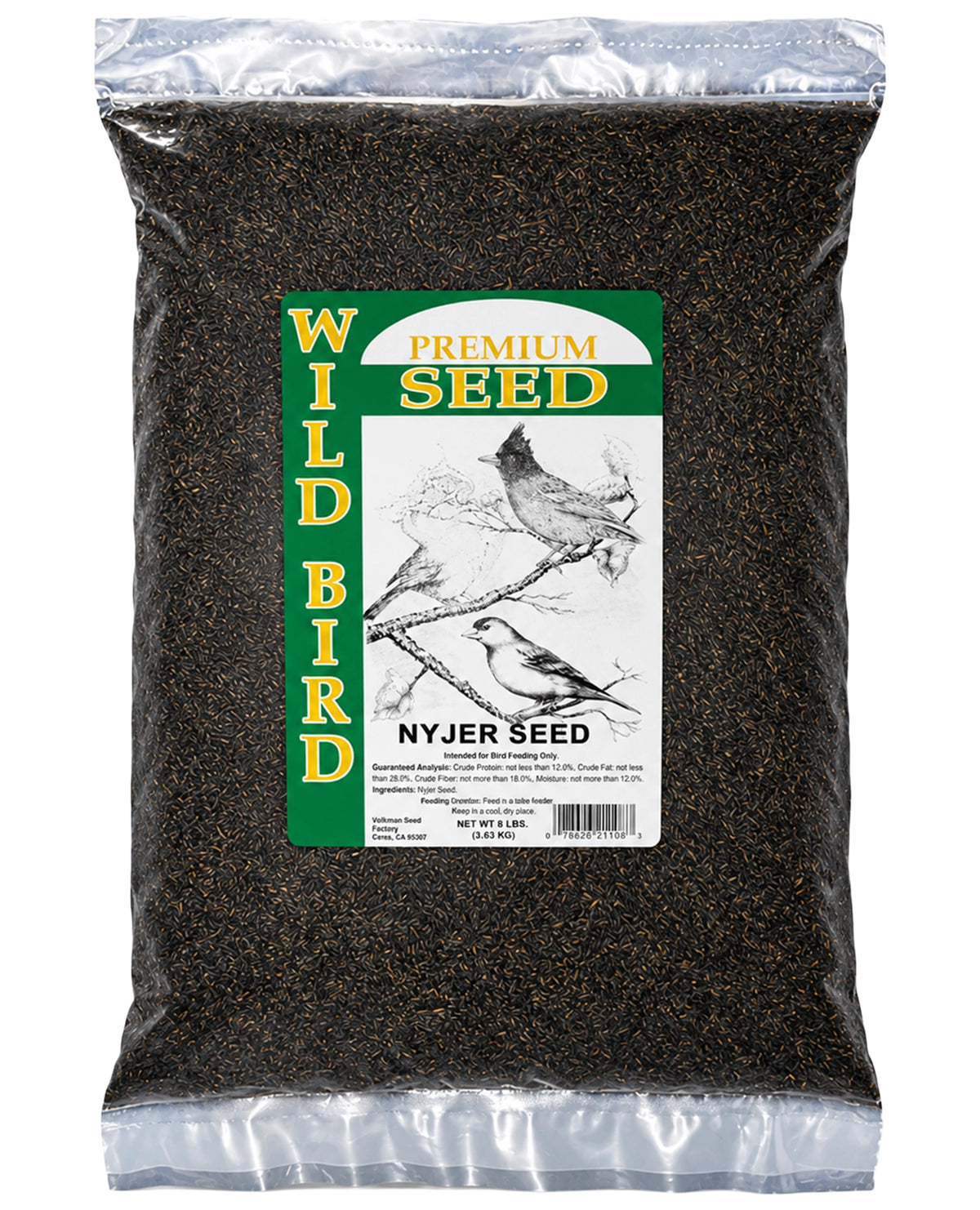 Front of Volkman Seed Company Winner's Cup Single Seed Nyjer Thistle Seed Bird Food 8-lb
