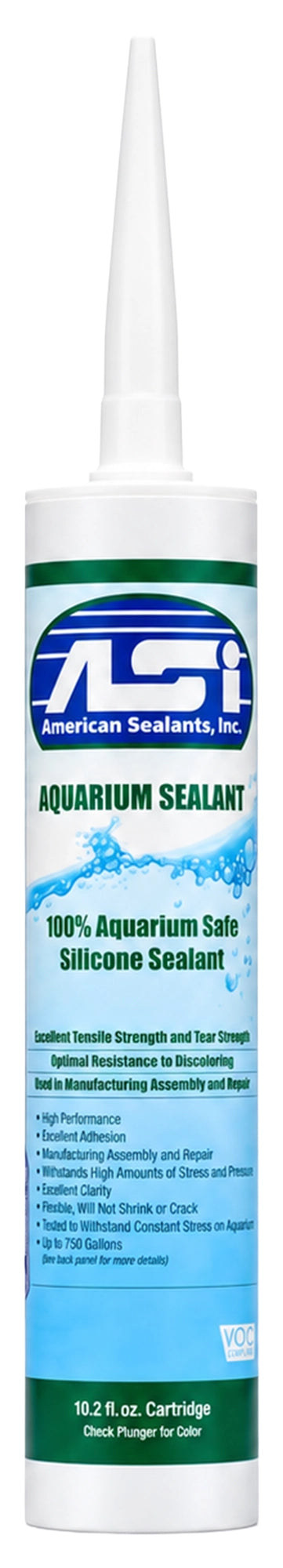 Front of ASI Clear Aquarium Silicone Sealant Cartridge 10.2-oz Pack