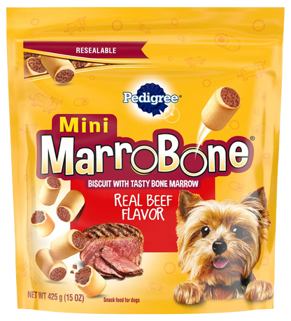 Front of Pedigree MarroBone Biscuit Dog Treats Beef Mini 15-oz