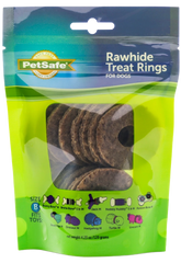 Busy Buddy Natural Rawhide Dog Treat Rings Peanut Butter Size B 4.23-oz