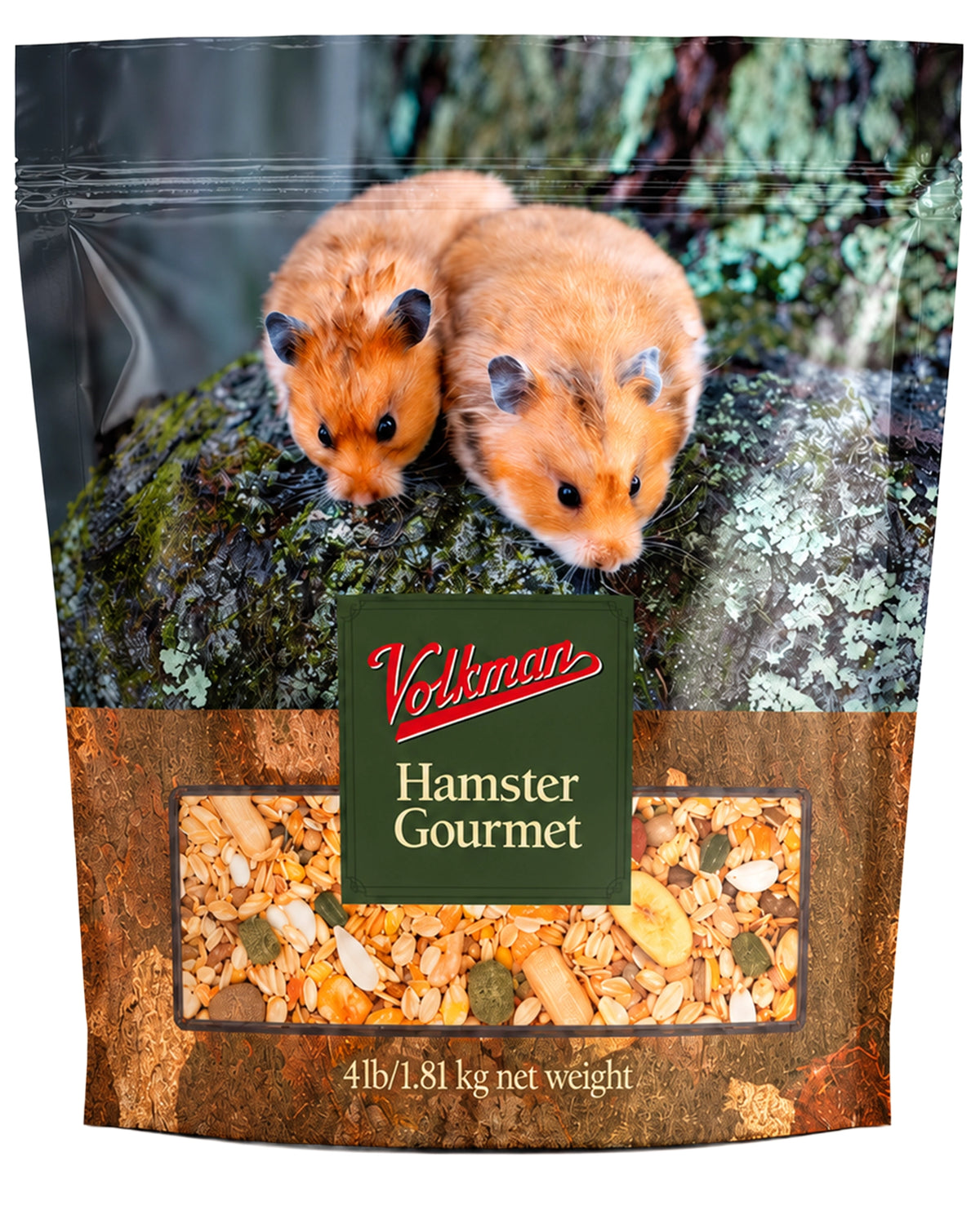 Front of Volkman Seed Company Small Animal Hamster Gourmet Dry Food 4-lb
