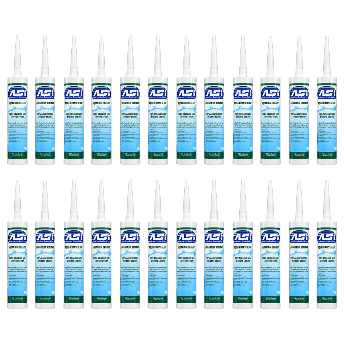 Front of ASI Clear Aquarium Silicone Sealant Cartridge  10.2-oz 24 Pack
