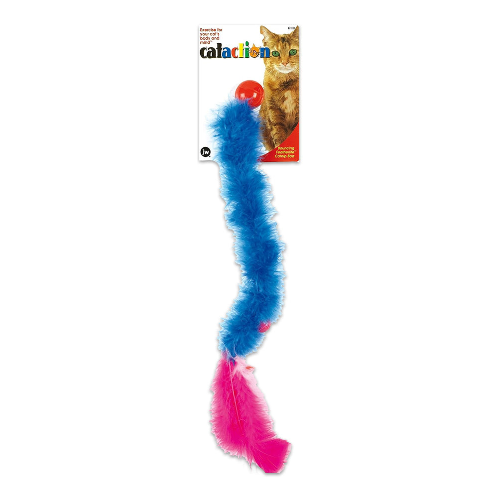 Front of JW Pet Cataction Featherlite Boa Bouncing Catnip Cat Teaser Toy
