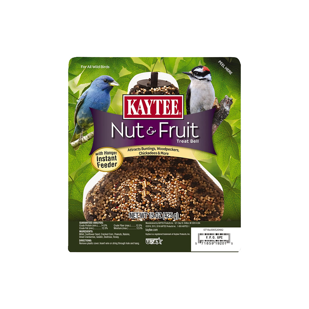 Front of Kaytee Nut & Fruit Seed Wild Birds Treat Bell 15-oz