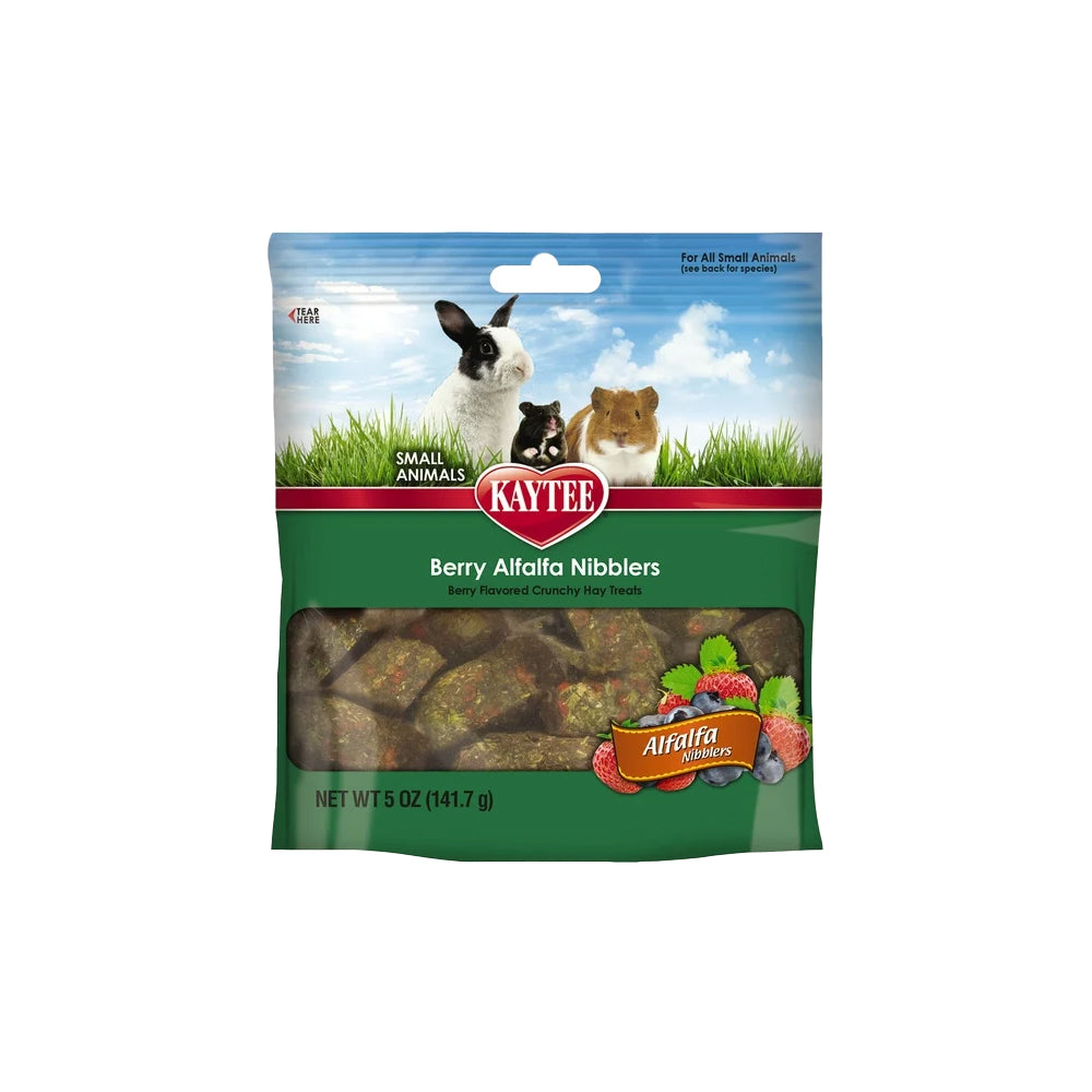 Kaytee Berry Alfalfa Nibblers Small Animal Crunchy Hay Treats 5-oz, Kwik Pets