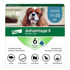 Elanco Advantage II 6-Month Supply Topical Flea Treatment & Prevention for Medium Dogs 11-20 lbs