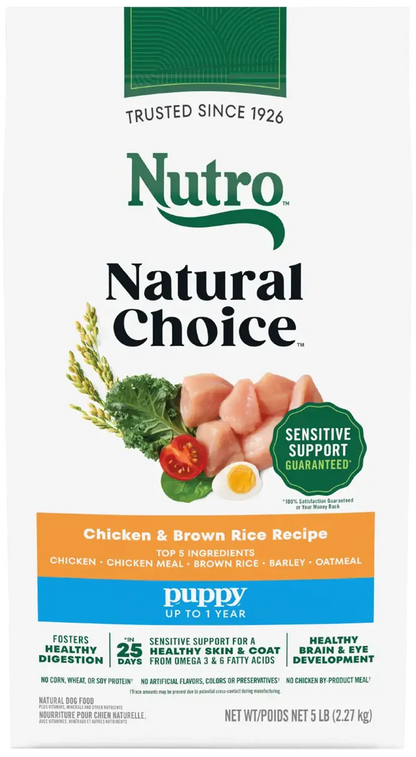 Front of Nutro Natural Choice Chicken & Brown Rice Puppy Dry Food 5-lb