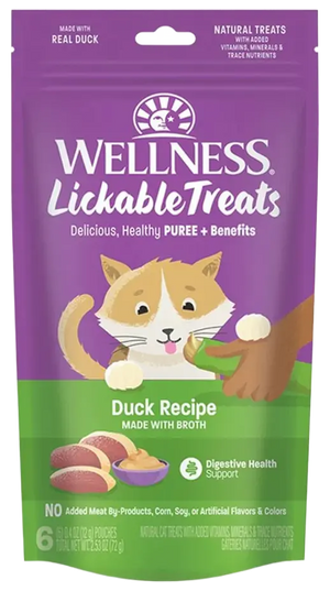 Front of Wellness Puree Natural Grain-Free Lickable Cat Treats Duck 6 Count 2.53-oz