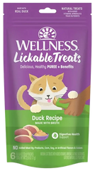 Wellness Puree Natural Grain-Free Lickable Cat Treats Duck 6 Count 2.53-oz