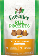 Greenies Capsule Pill Pockets Dog Treats Chicken 7.9-oz 30 Count