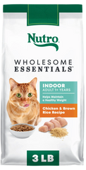 Nutro Wholesome Essentials Chicken & Brown Rice Healthy Weight Indoor Adult Dry Cat Food 3-lb