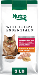 Nutro Wholesome Essentials Chicken & Brown Rice Hairball Control Adult Dry Cat Food 3-lb