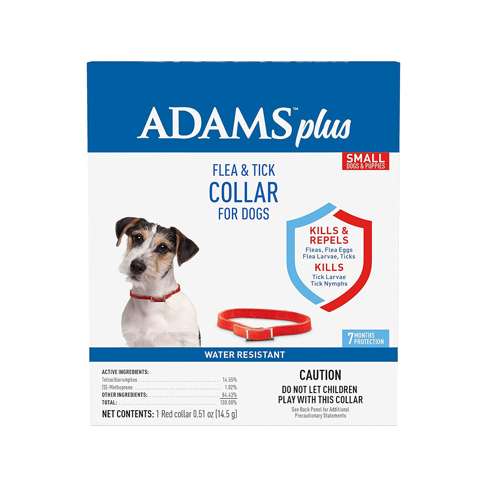 Front of Adams Plus Flea & Tick Red Collar for Dogs Small