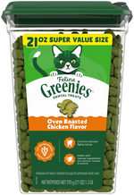 Front of Greenies Feline Oven Roasted Chicken Adult Cat Dental Treats 21-oz