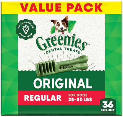 Front of Greenies Original Dog Dental Treats Regular 36-oz 36 Count