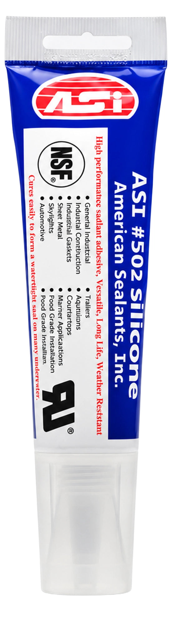 Front of ASI 502 Food Grade Black Silicone Sealant Tube 2.8-oz
