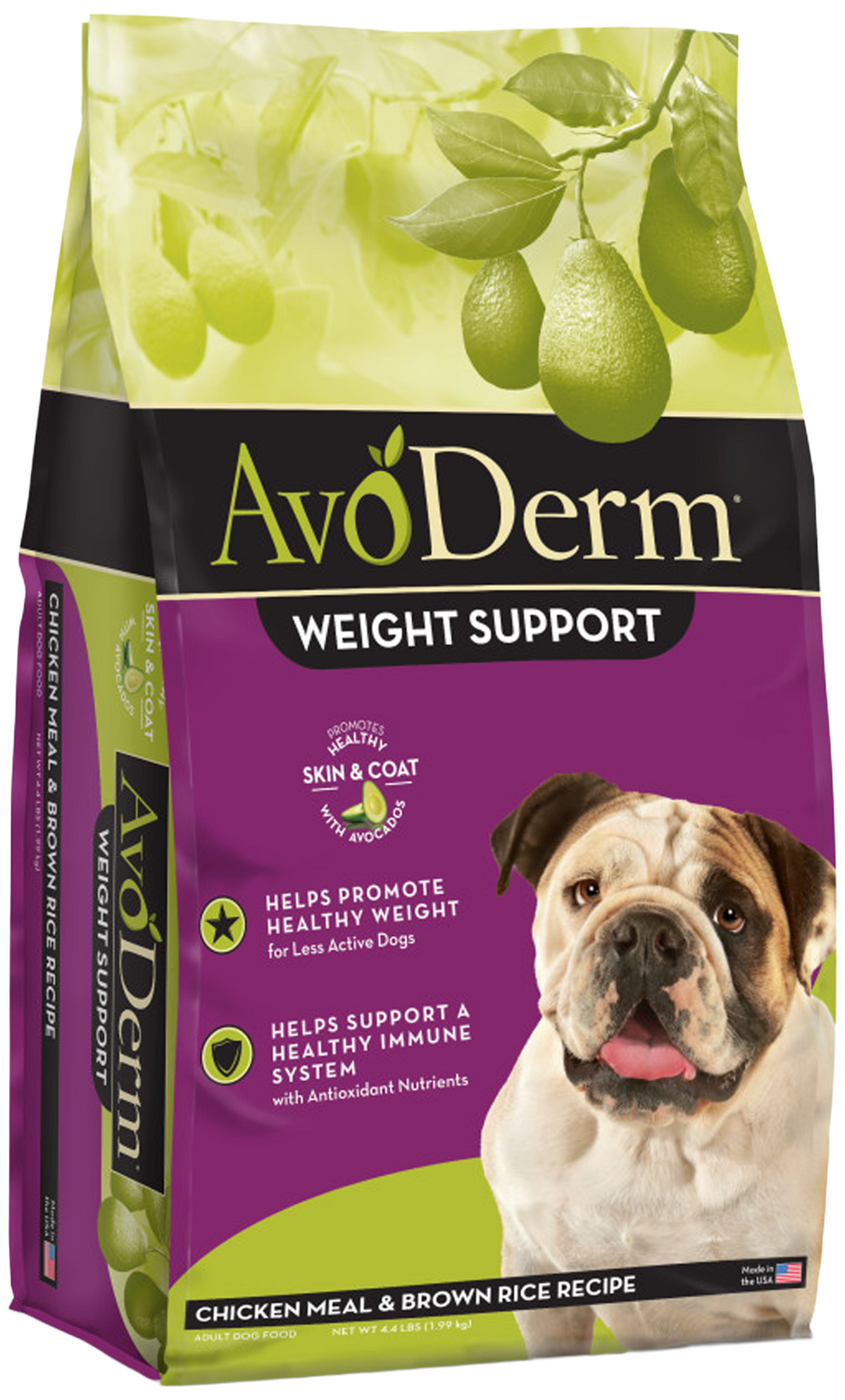 Front of AvoDerm Natural Weight Support Chicken Meal & Brown Rice Recipe Dry Dog Food 4.4-lb