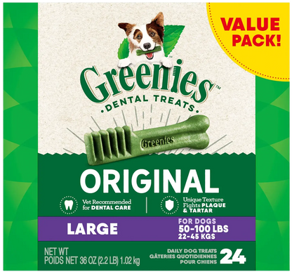 Front of Greenies Original Dog Dental Treats Large 36-oz 24 Count