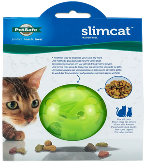 Front of PetSafe SlimCat Interactive Cat Feeder Ball Green