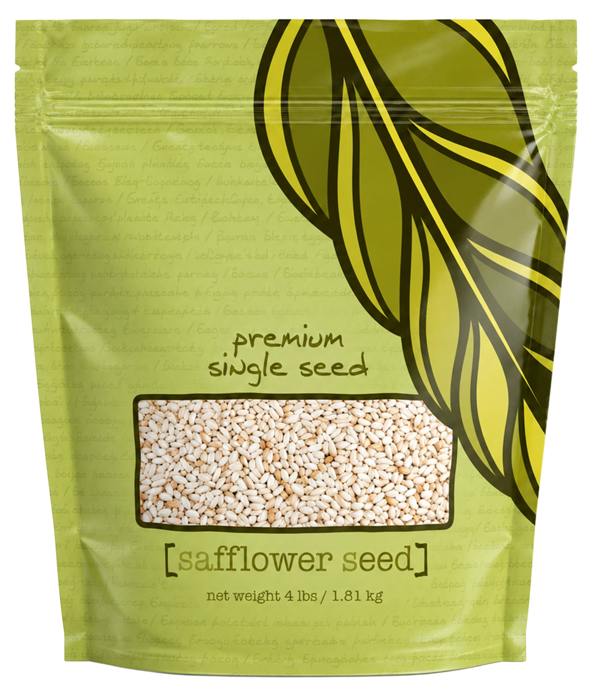 Front of Volkman Seed Company Premium Single Seed Safflower Bird Food 4-lb