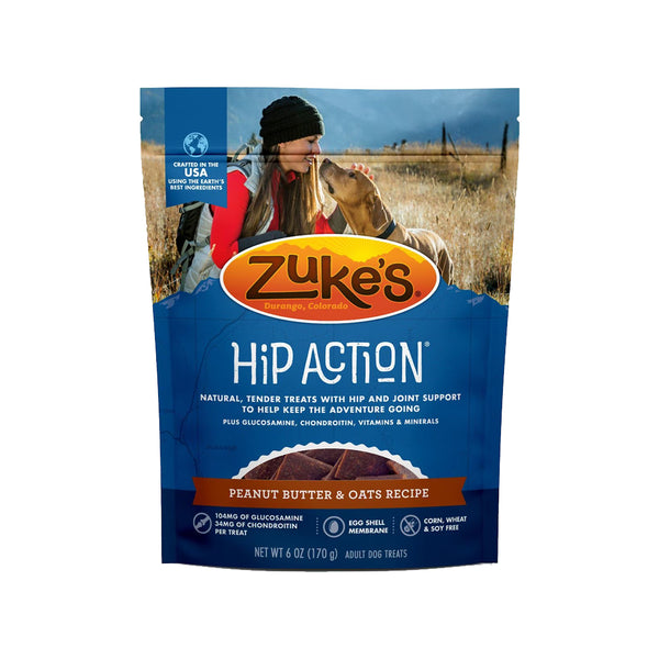 Front of Zuke's Hip Action Adult Dog Treats Peanut Butter & Oats 6-oz