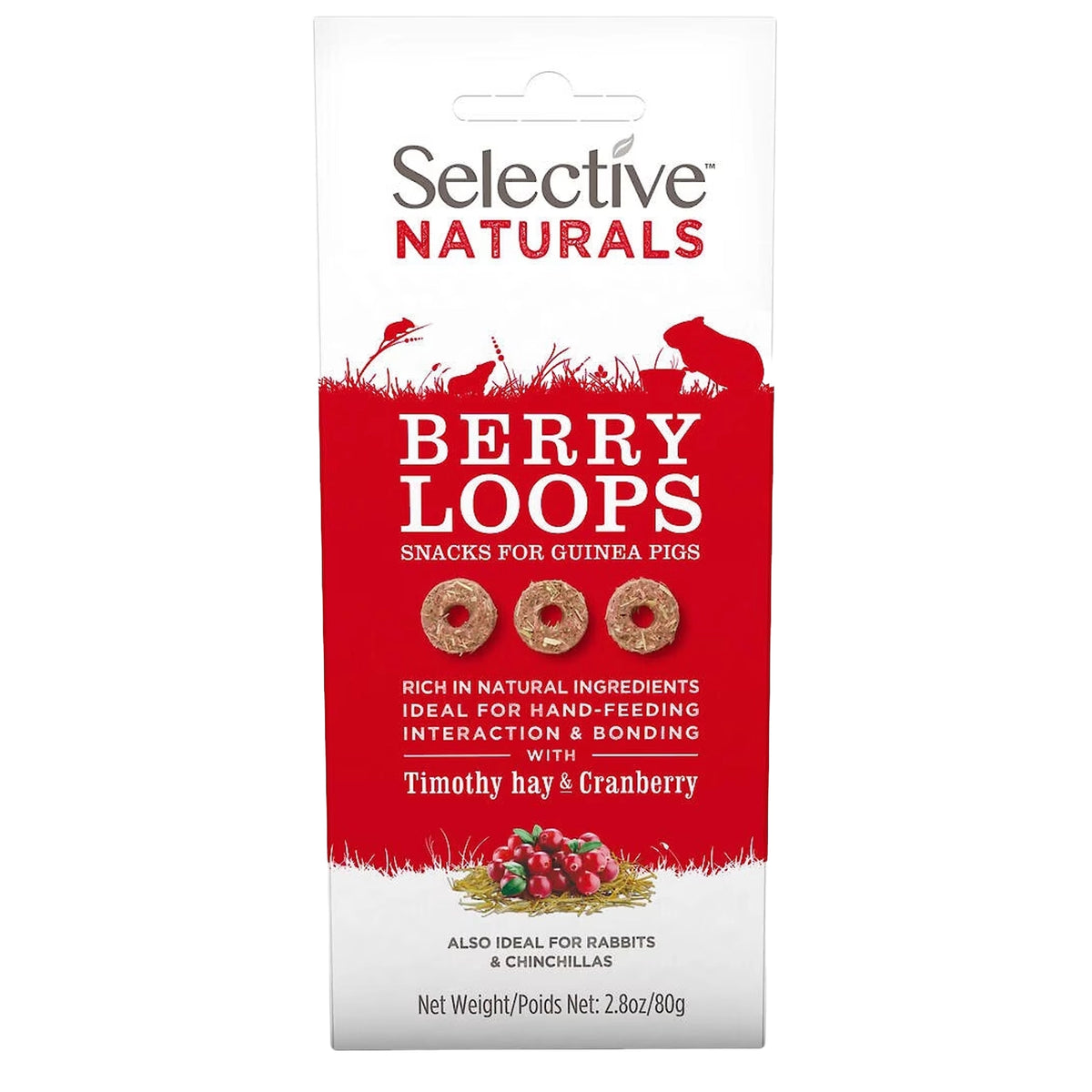 Front of Science Selective Berry Loops with Timothy Hay & Cranberry Guinea Pig Treats 2.8-oz