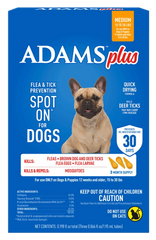 Adams Plus Flea & Tick 3 Month Supply Prevention Spot On for Medium Dogs 15 to 30 lbs