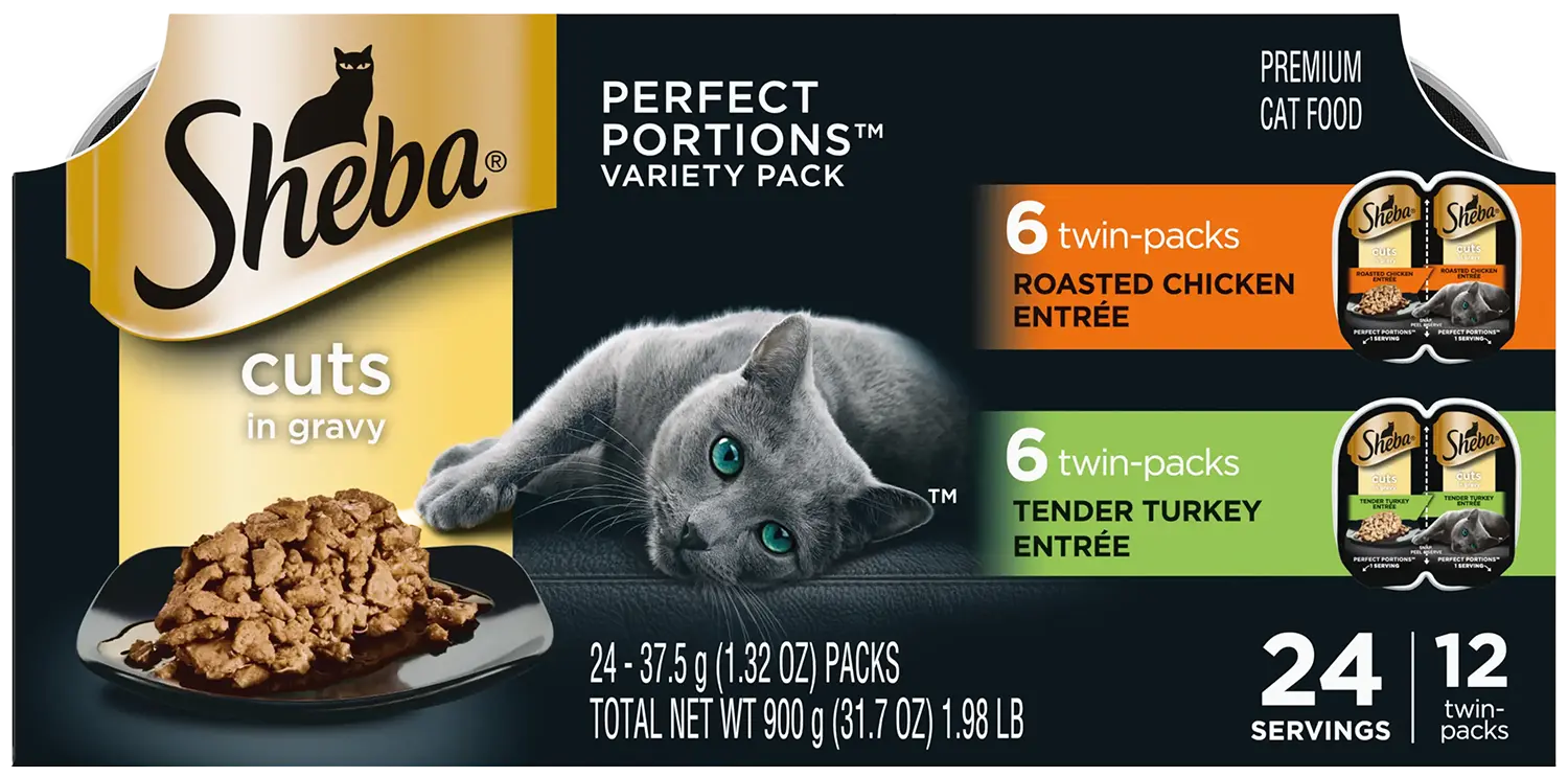 Sheba Perfect Portions Cuts in Gravy Wet Cat Food Roasted Chicken & Tender Turkey