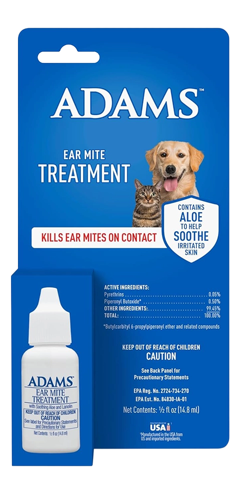 Adams Ear Mite Treatment for Dogs & Cats Clear