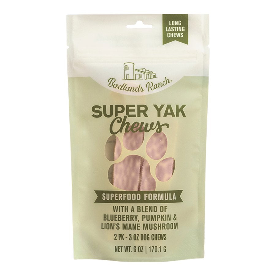 Badlands Ranch Super Yak Chews Superfood Formula Dog Treats 2 Count 6-oz, Kwik Pets