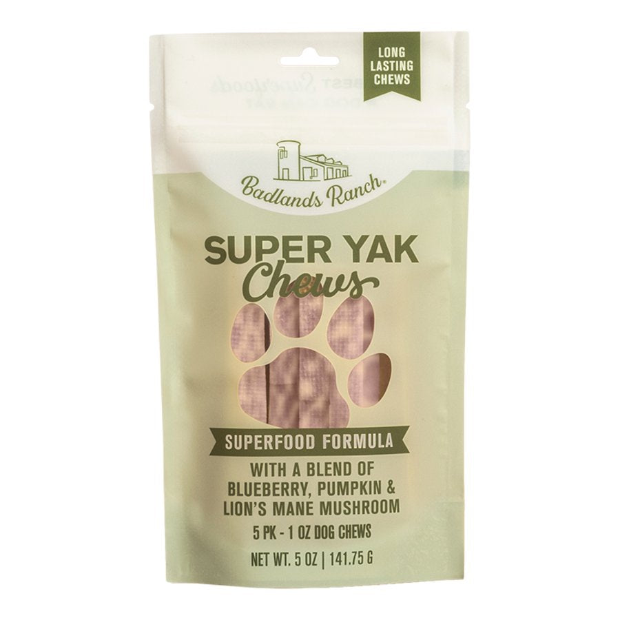 Badlands Ranch Super Yak Chews Superfood Formula Dog Treats 5 Count 5-oz, Kwik Pets