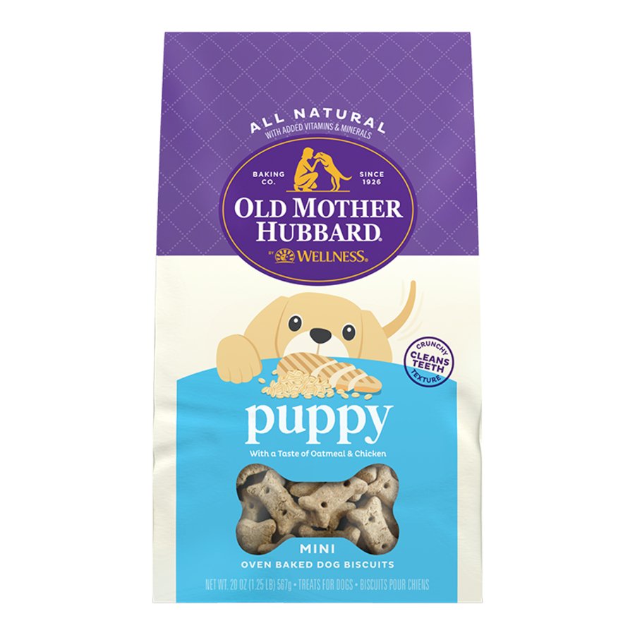 Old Mother Hubbard by Wellness Classic Puppy Chicken & Oatmeal Natural Mini Oven-Baked Biscuits Dog Treats 20-oz, Kwik Pets