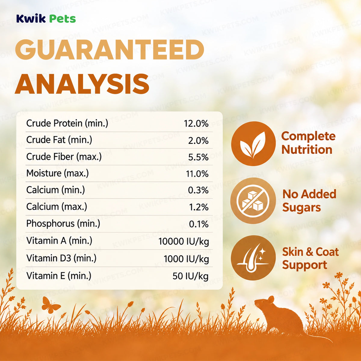 Guaranteed Analysis of Science Selective Complete Rat & Mouse Dry Food 4.38-lb
